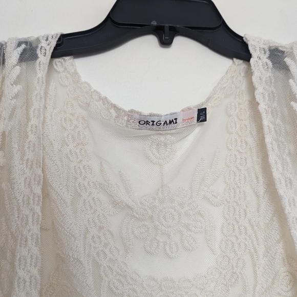 Origami - Ivory Grey Ombre Long Lace Duster - fits medium to large - Picture 3 of 4